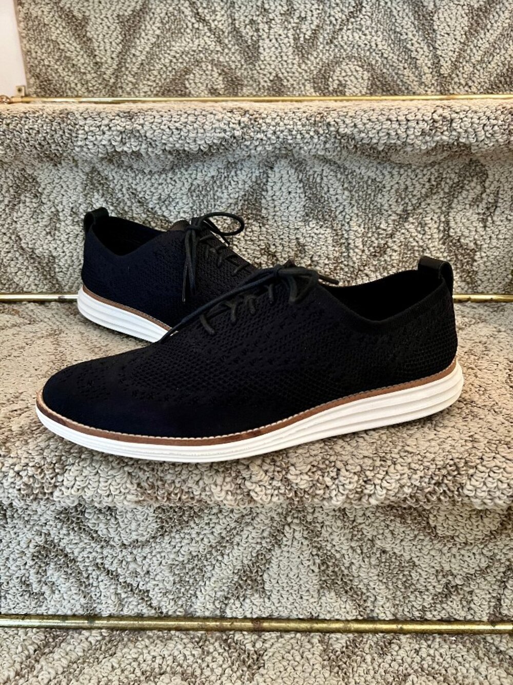 EUC Cole Haan Original Grand Wingtip Oxford Shoes in Black Knit Size 9.5 M